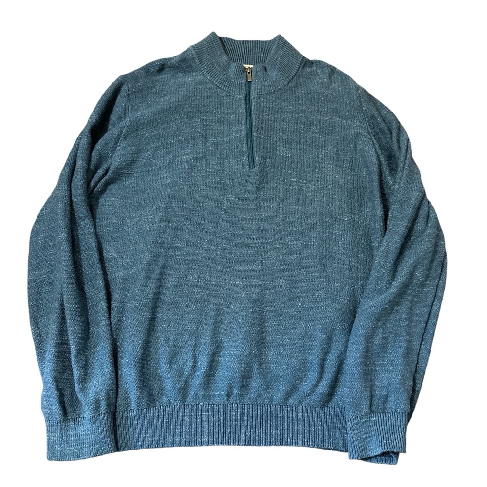 LL Bean 1/4 Zip Pullover Fleece Mens 2XL Blue Long Sleeve Casual Preppy